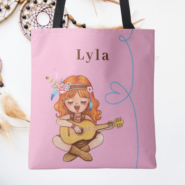 Trendig Stylisk Söt Boho Rosa Flickor Tygkasse (Skapare uppladdad)