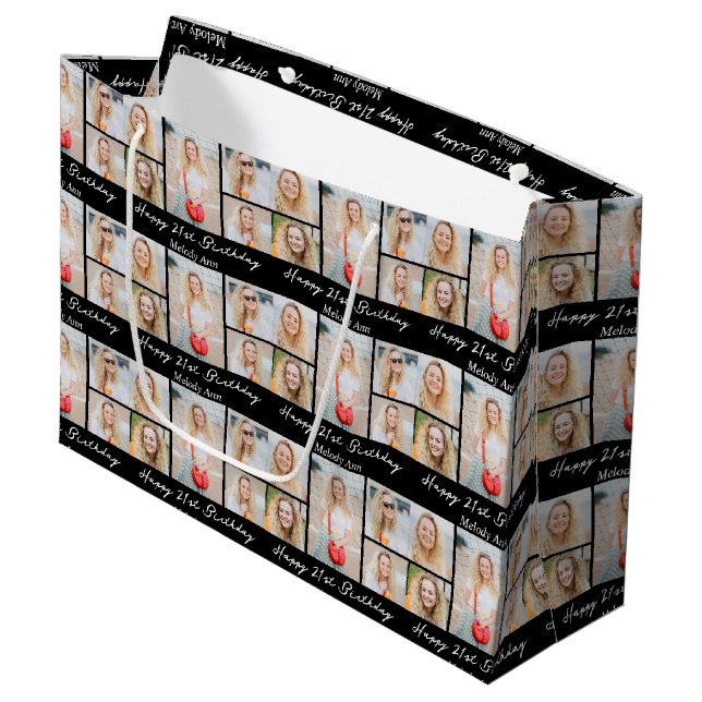 Trendig svart födelsedagsfotocollage (Framsidan Vinklad)