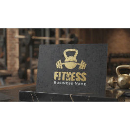 Trendig svart guld fitness tränare Kettlebell skiv Visitkort