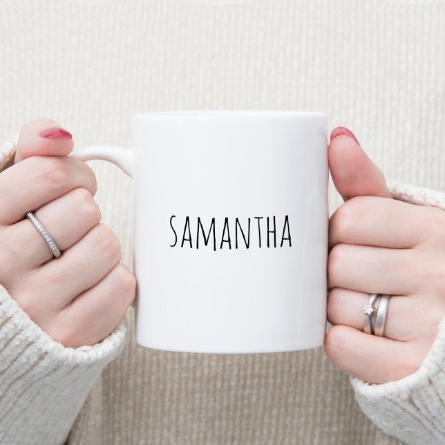 Trendig svart handstilsstil teckensnitt personligg jumbo mugg (Trendy Black Handwriting Style Font Personalized Giant Coffee Mug)