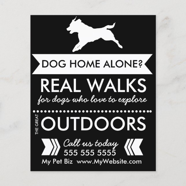 Trendig svart hundsilhuett Hundpromenad Flyer (Framsidan)