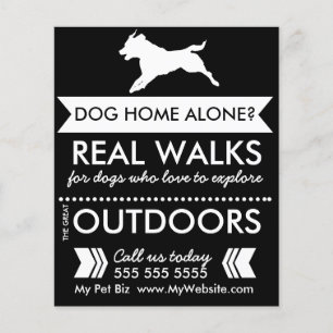 Trendig svart hundsilhuett Hundpromenad Flyer