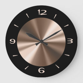 Trendig svart med Bronze Center Wall Clock Stor Klocka