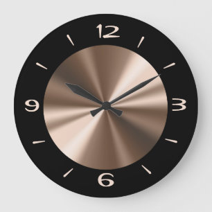 Trendig svart med Bronze Center Wall Clock Stor Klocka