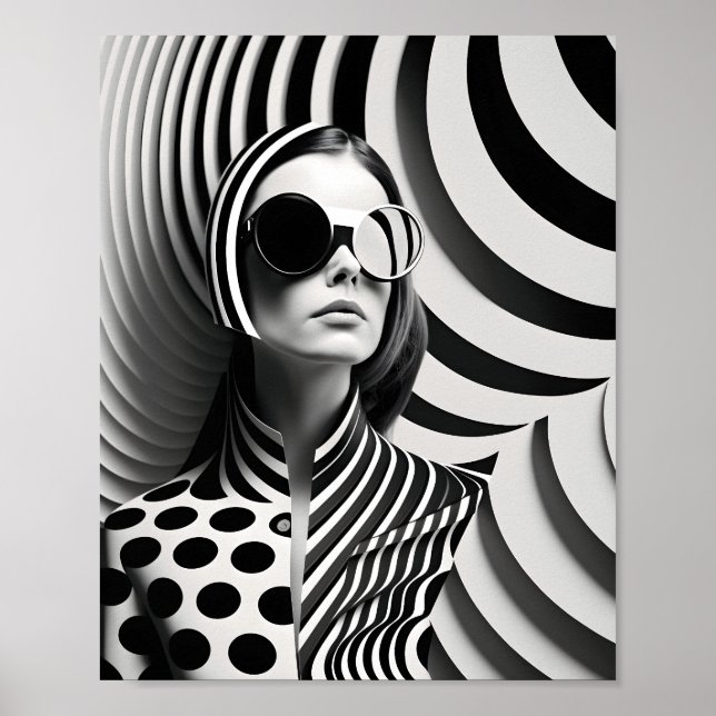 Trendig, svart och vit illustration av honkonst poster (Framsidan)