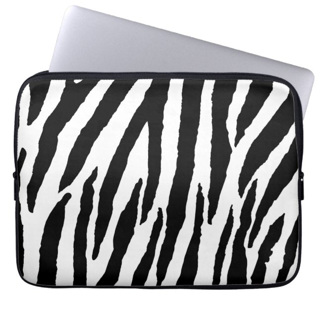Trendig, svart och vit Zebra mönstrad Laptop Sleeve (Framsidan)