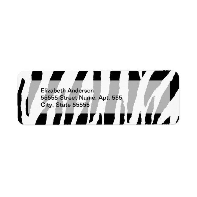 Trendig svart och vit Zebra mönstrad Returadress Etikett (Framsidan)