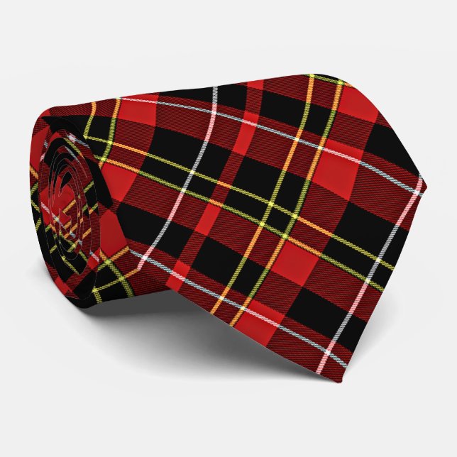 Trendig svart röd gul vit fyrkantig Tartan-ruta Slips (Rullad)