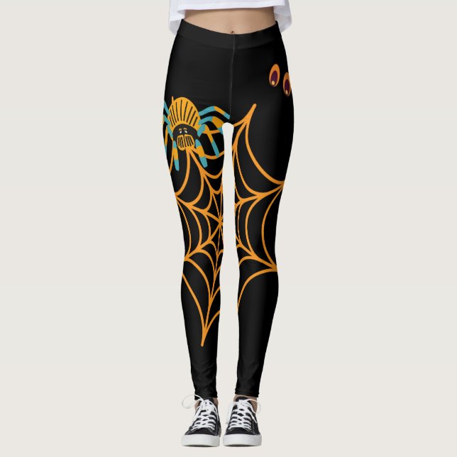 trendig Svart vackra Spindelnät Leggings (Framsida)