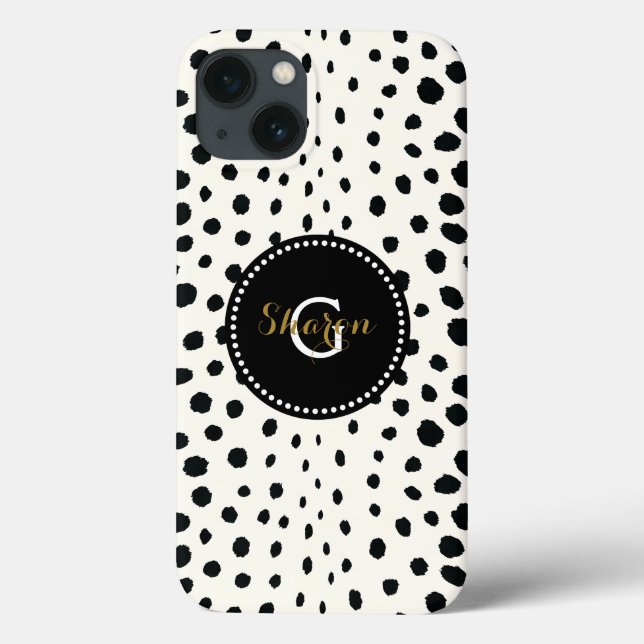 Trendig svart-vit cheetahtrycksmönster monogram (Baksida)