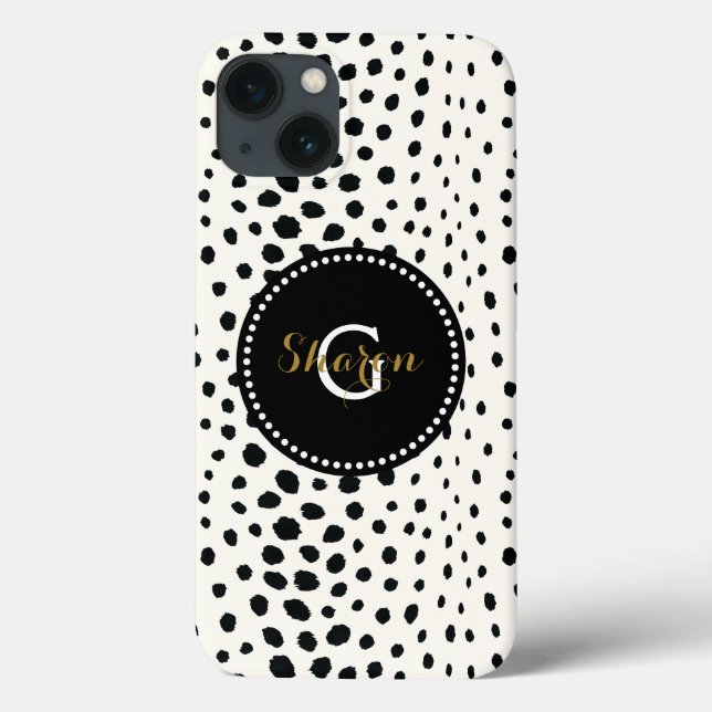 Trendig svart-vit cheetaprint med monogram (Baksida)