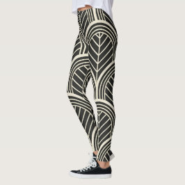 Trendig svart-vit geometrisk sömlös mönster leggings