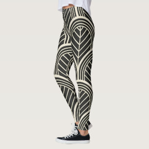 Trendig svart-vit geometrisk sömlös mönster leggings