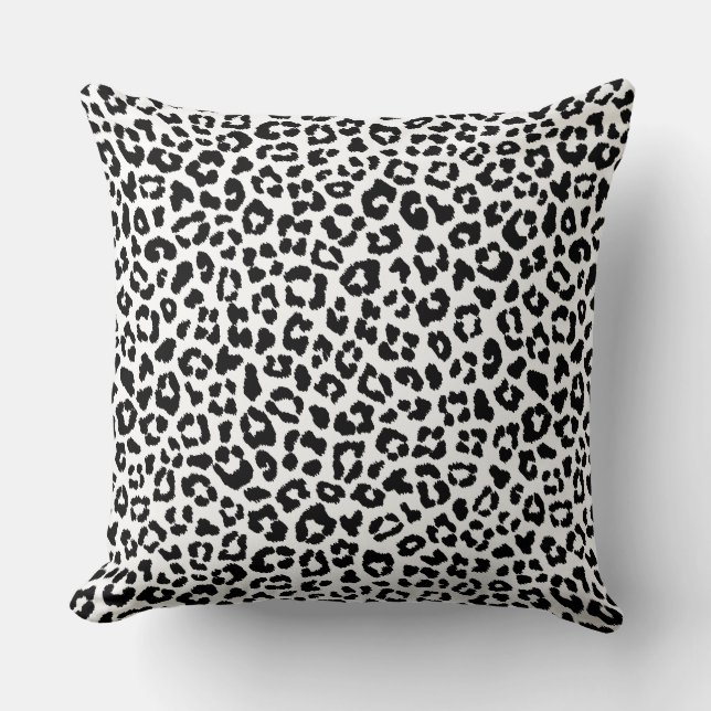 Trendig svart-vit leopardaccent kastkudde kudde (Framsida)