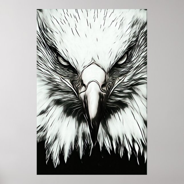 Trendig svart & vit örn poster (Framsidan)