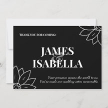 Trendig svart & vit platt tackkort