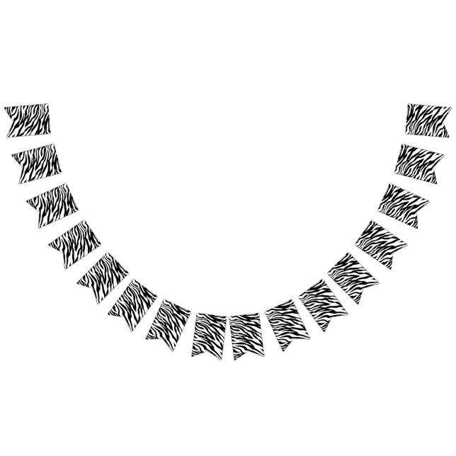 Trendig svart-vit zebrarandom safari-födelsedagsfe vimplar (Alla)