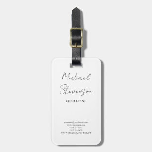 Trendig Svartvit handskriven minimalist Bagagebricka