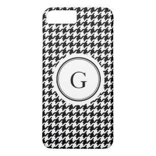 Trendig svartvit houndstooth mönster monogram