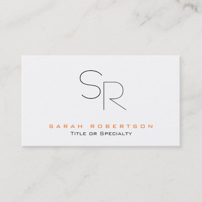Trendig Svartvit monogram Plain Visitkort (Framsida)