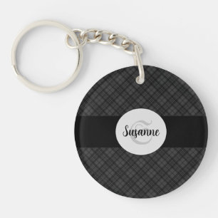 Trendig Svartvit tartan Personalize Monogram