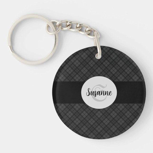 Trendig Svartvit tartan Personalize Monogram (Framsidan)