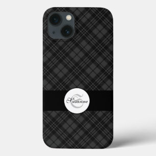 Trendig Svartvit tartan Personalize Monogram