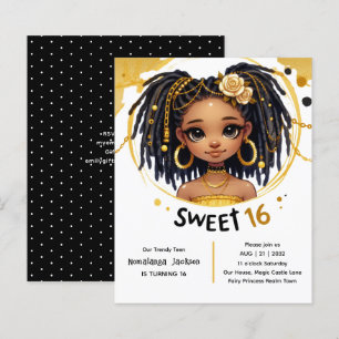 Trendig Sweet 16 Black Tonåring Birthday Black Gul
