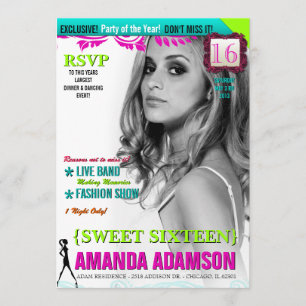 Trendig Sweet sixteen Magazine Cover-inbjudningar Inbjudningar