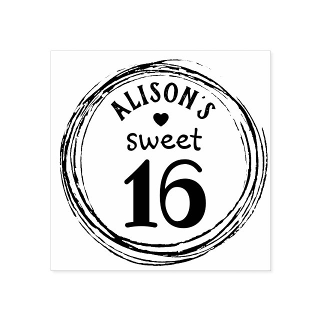 Trendig sweet sixteen personlig frimärke stämpel (Tryck)