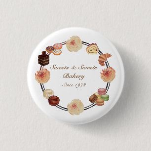 Trendig Sweets Bakery Watercolor Blommigt Business Knapp