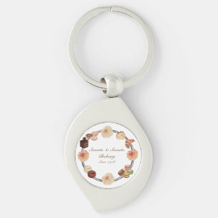 Trendig Sweets Bakery Watercolor Blommigt Business Swirl Silverfärgad Nyckelring