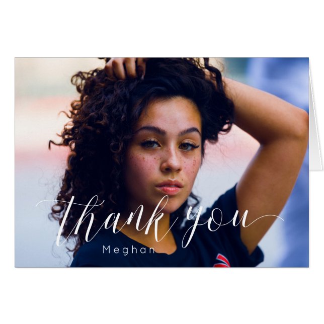 Trendig Tack-Calligraphy Script Anpassningsbar Pho OBS Kort (Framsidan Horizontal)