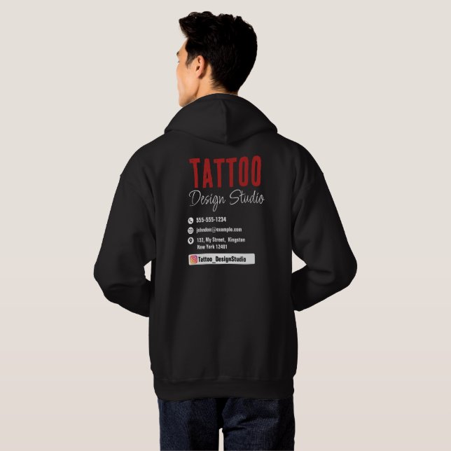 Trendig Tatto Artist Studio Black and Red Hoodie (Hel baksida)