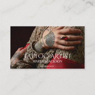 Trendig Tattokonstnär Fotovit typografi Visitkort