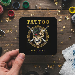 Trendig tatuerarens tatueringsstudio boknings QR-k Fyrkantigt Visitkort
