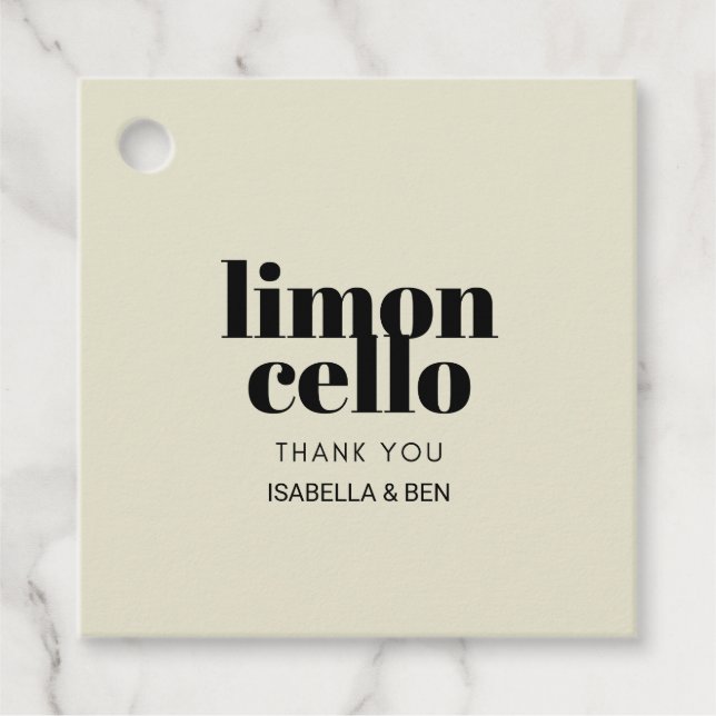 Trendig Taupe Hemmagjord Limoncello Gåvor Etiketter (Framsida)