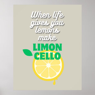 Trendig Taupe Italienska Lemon Limoncello Kitchen  Poster