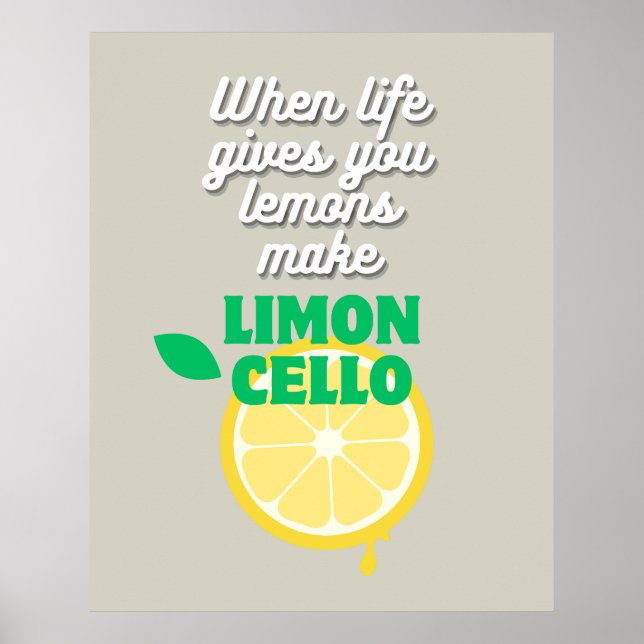 Trendig Taupe Italienska Lemon Limoncello Kitchen  Poster (Framsidan)