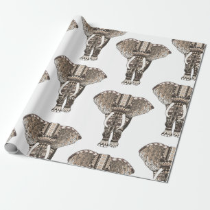 Trendig Taupe Tribal Elephants Presentpapper