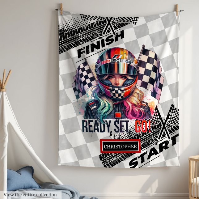 Trendig Tävla Blanket Formel 1-bil för flicka Fleecefilt (Trendy Racing Blanket Formula 1 Car for Girl)