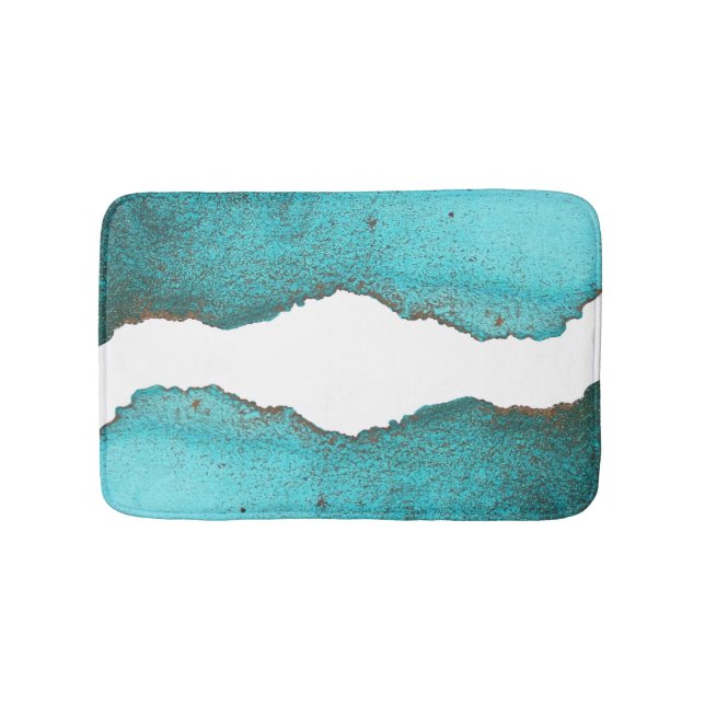 Trendig Teal and Black Abstrakt Art Alcohol Bläck Badrumsmatta (Framsidan)