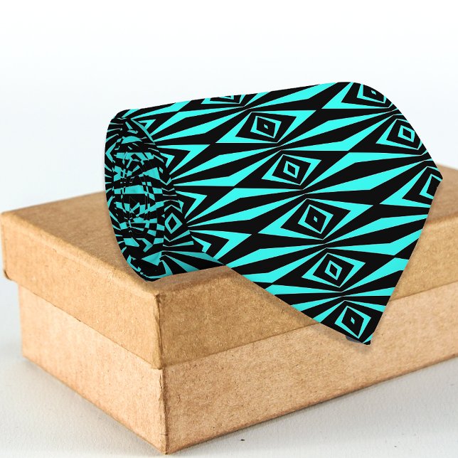 Trendig Teal & Black Op Art Geometric Mönster Slips (Skapare uppladdad)