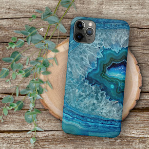 Trendig Teal Blue Aqua Turquise Geode Sten Mönster