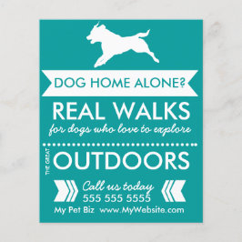 Trendig Teal Hund Silhouette Dog Walker Flyer