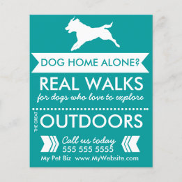 Trendig Teal Hund Silhouette Dog Walker Flyer