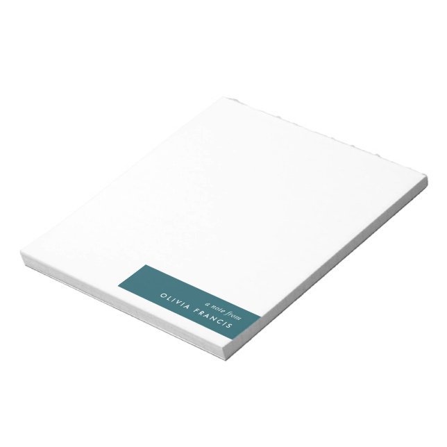 Trendig Teal Modern Minimalist Snyggt Anteckningsblock (Roterad)