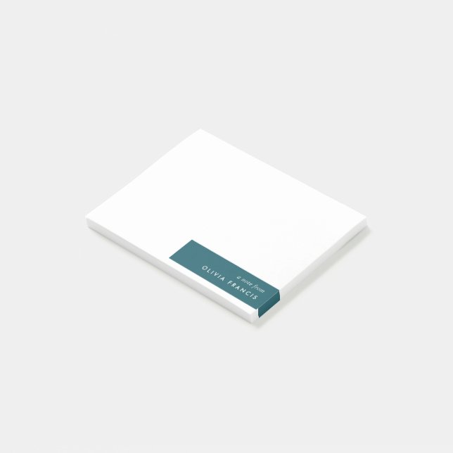 Trendig Teal Modern Minimalist Snyggt Post-it Block (Vinklad)
