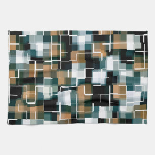 Trendig Teal Orange Brun, svart, vit Kökshandduk