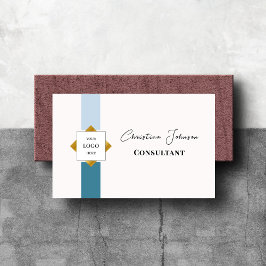 Trendig Teal Rand Guld Logotyp Visitkort